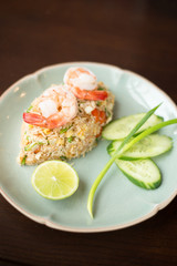 Thai fried rice with prawn.