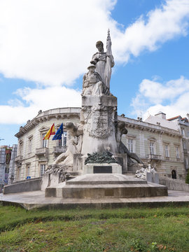 column on the Avenida de Liberdade in Lisbon the Capital city of Portugal
