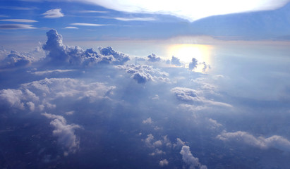 Fototapeta premium View of beautiful cloud of airplane from window - (Soft Focus)