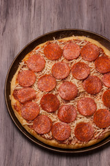 Pepperoni Pizza close up for backgrounds