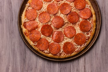 Pepperoni Pizza close up for backgrounds