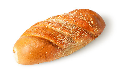 White long loaf with sesame seeds rotated