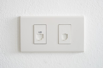Local Area Network Socket on The White Wall