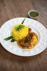 Chicken Biryani thai style. halal food (Khao Mok Gai)