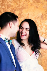 Close up picture of a happy couple