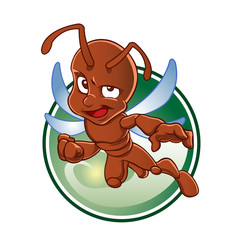 Cartoon ant with wings