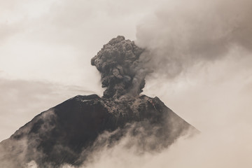 Tungurahua Volcano Telephoto Sunset Shot 
