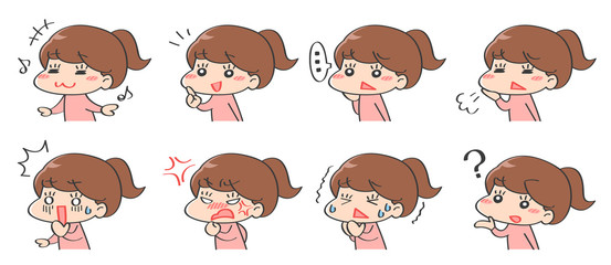 女性　ポーズ　表情