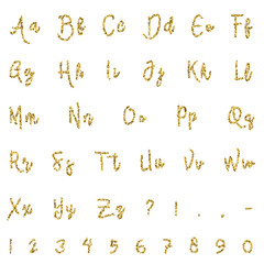 Gold alphabet isolated on white background. Lettering.
