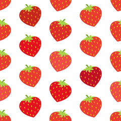 Seamless wallpaper. Cartoon strawberry. Pattern on white background