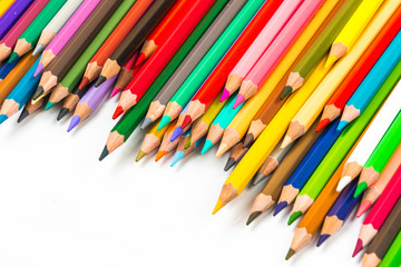 Colour pencils isolated on white background