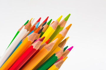 Colour pencils isolated on white background