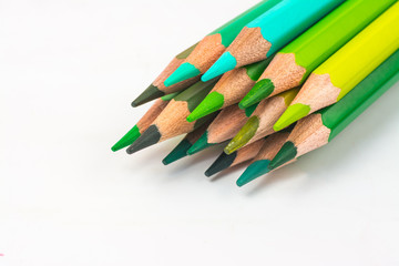 Colour pencils isolated on white background