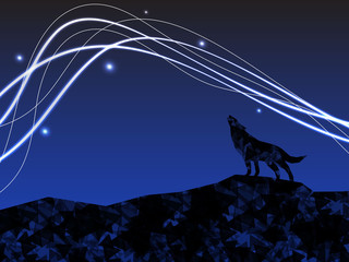 Wolf geometric silhouette howling background