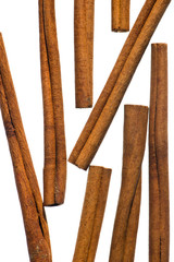 Cinnamon sticks on white background.