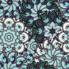 Ethnic arabic, indian ornament. Hand drawn seamless pattern. Vector illustration.