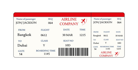 Airline boarding pass ticket with QR2 code