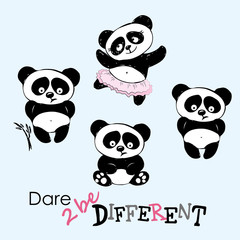  Be different, Cute Panda in various poses