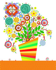 Flowers, decorative floral set in the pot.