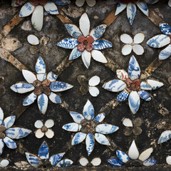 Ceramic flower mosaic, Imperial City, Hue, Vietnam