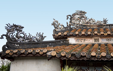 Tiles and dragon roof , Citadel, Hue, Vietnam