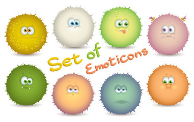Set of emoticons, monsters isolated on white background