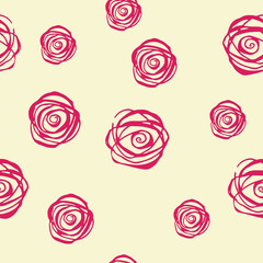 Seamless floral pattern with watercolor abstract pink roses.