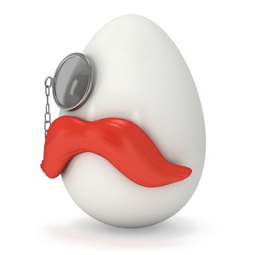 Egg With Red Mustache And Monocle