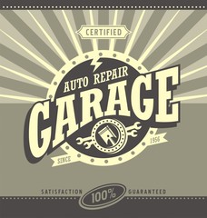 Classic garage retro banner design concept