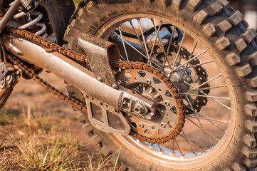 Dust on the motocycle wheel