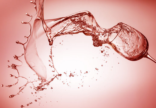 Wine Splash On Red Background