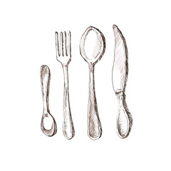 Sketch utensil set in vintage style