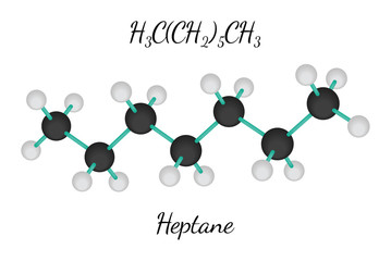 C7H16 heptane molecule