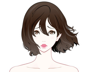 女性の表情 / ショック / ヌード / なびく髪