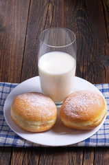 Two donuts and milk