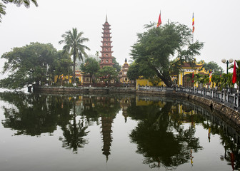 Viw of Tran Quoc Pagoda across the lake, Hanoi, Vietnam
