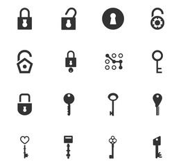 Lock and Key icons set