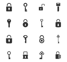 Lock and Key icons set