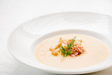 cream soup with croutons
