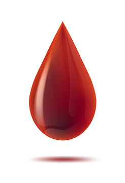 Red blood drop on white. vector illustration.