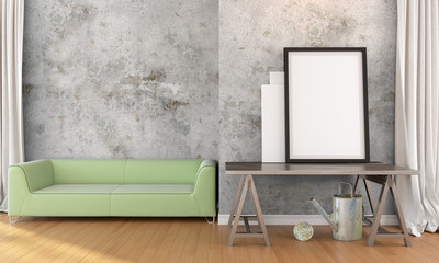 Modern bright interior . 3D render