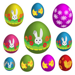 Easter eggs on white background. Vector illustration.
