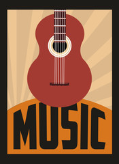 retro music, poster design, vector illustration