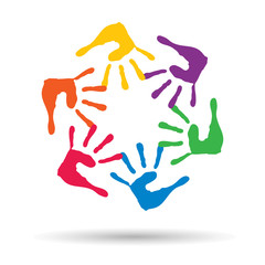 Fototapeta premium Vector conceptual children painted hand print isolated