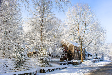 New England village after snow storm