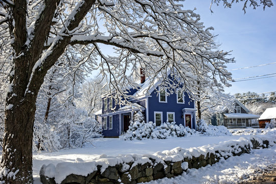 New England Village, After Snow Storm