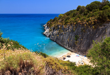 Beautiful look over the bay of Xigia with a sulphur and collagen spring on the island of Zakynthos, Greece.