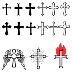 Set of different crosses.