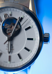 Classic Swiss Watch with Aqua Glow