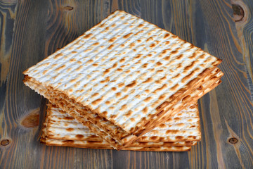 passover matzo on wooden table